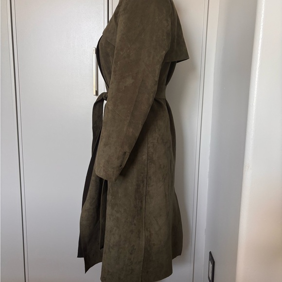 Mark. Army Green Suede Trench Coat. Sz Small - Picture 3 of 14